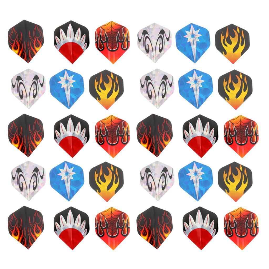 2x 30 Pieces Durable Assorted Color  Flights Standard Shape Spider Flame  Pattern