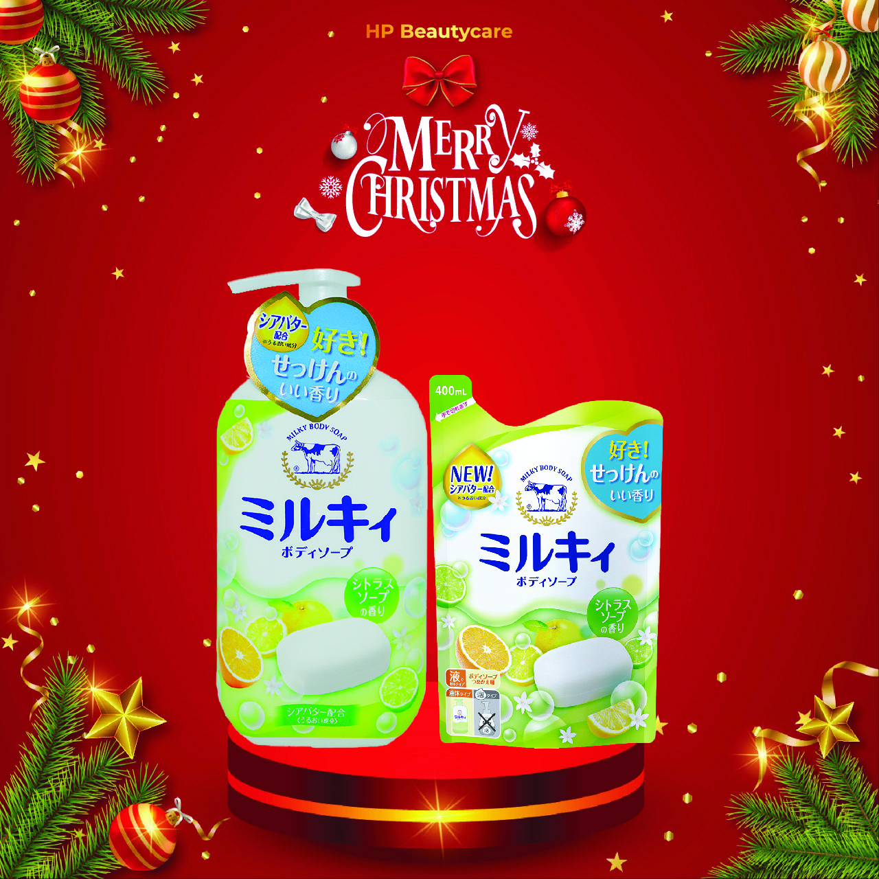 Combo Sữa Tắm Sáng Da Hương Cam Chanh Cow Milky Body Soap Citrus