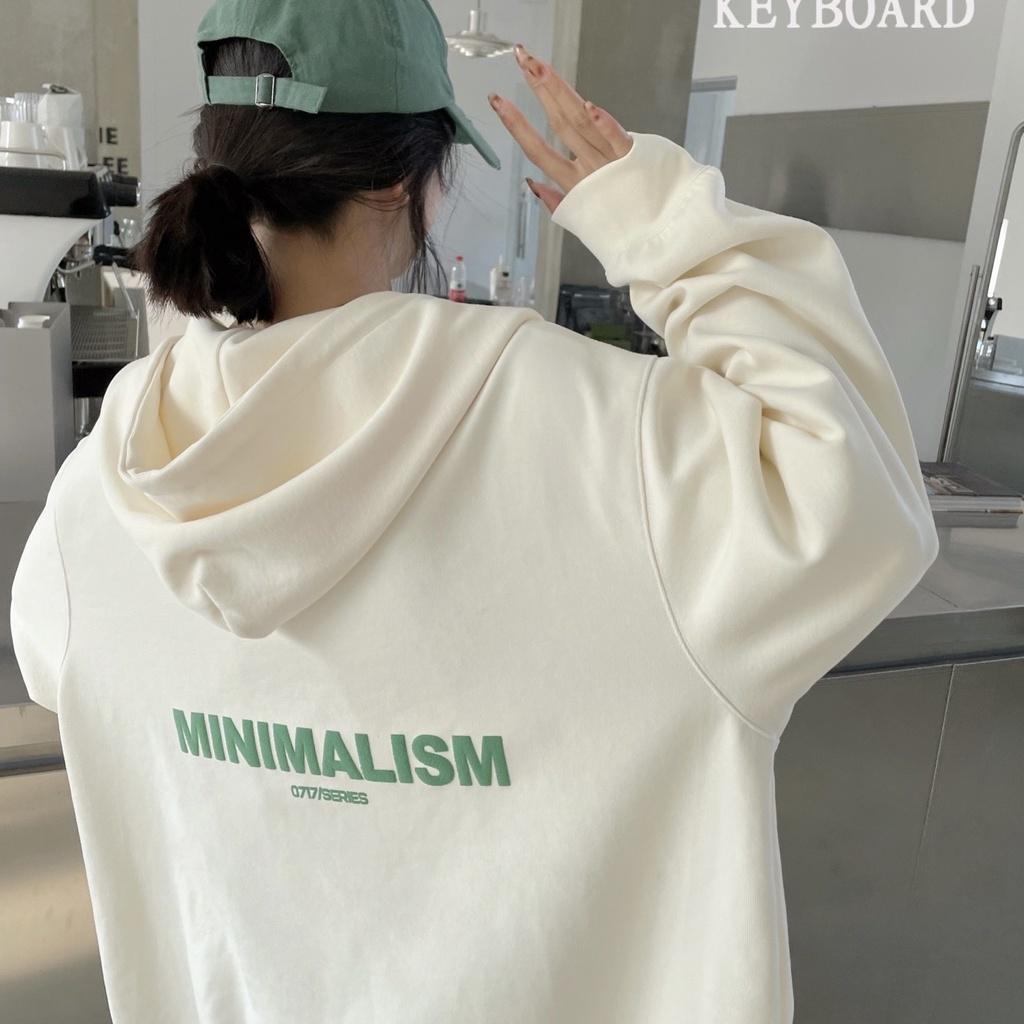 Áo khoác hoodie nỉ bông dây kéo in chữ MINIMAL form rộng unisex nam nữ Vuasivuare