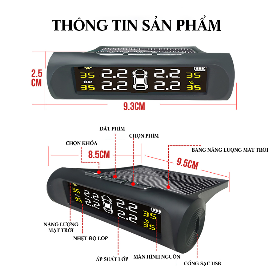 Cảm biến áp suất lốp ô tô Van Ngoài CAR365TMS36 Chính Hãng