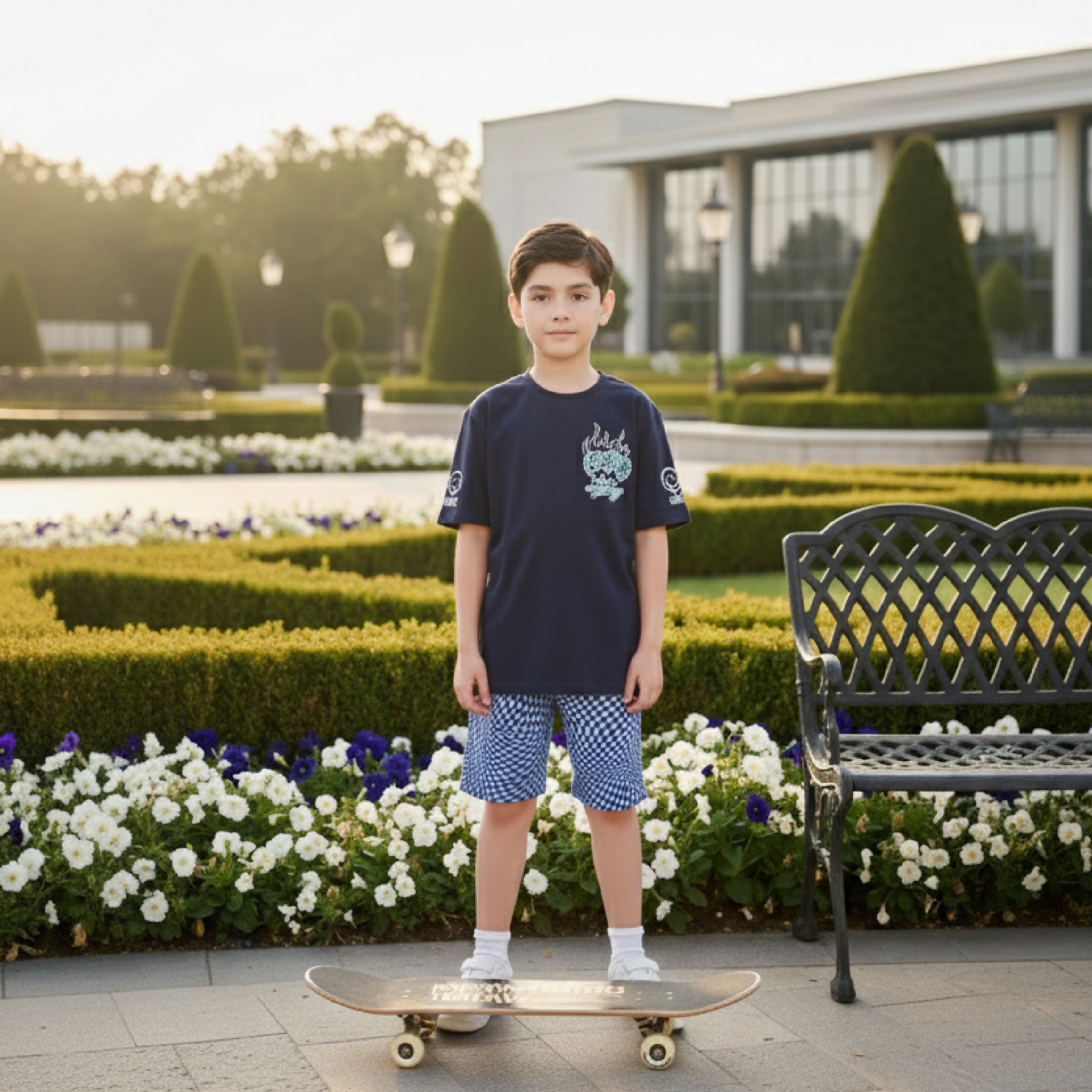 Bộ đồ bé trai cộc tay Bigfox Miss Meow size đại mặc nhà mùa hè vải cotton cho trẻ em nam 3-11 tuổi