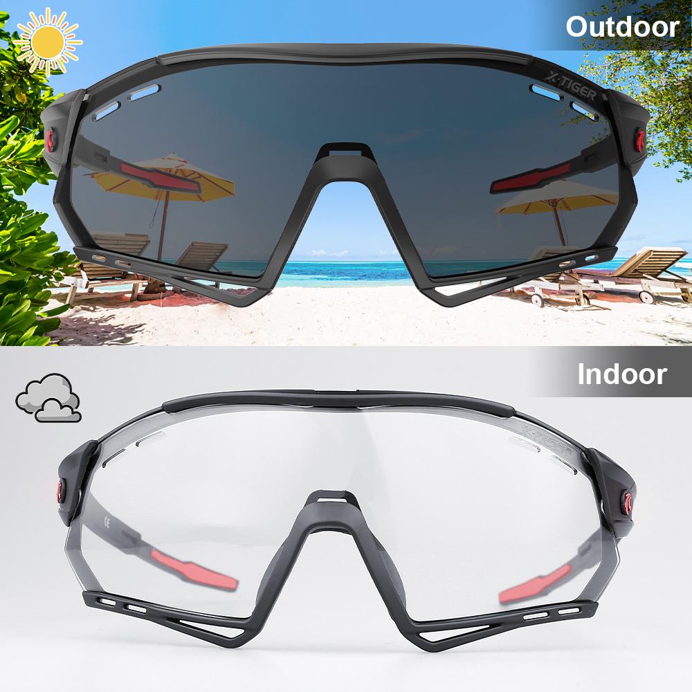 X-TIGER Photochromic Kính Mát Đi Xe Đạp Đi Bộ Đường Dài Ngoài Trời Câu Cá Kính Thể Thao Phân Cực UV400 MTB Đường Đua Người Đi Xe Đạp Kính Color: X-YJ-EXS02 Lenses Color: 5 Lens