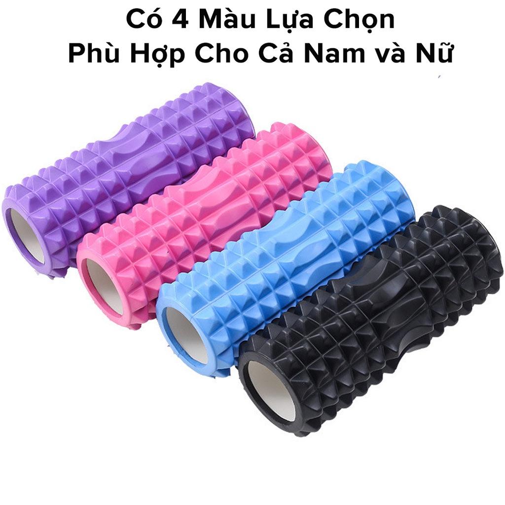 Foam Roller Massage Màu Xanh Dương - Con Lăn Yoga Matxa Tập Gym Tập Thể Thao Giãn Cơ Ống Trụ Lăn Xốp Có Gai dododios