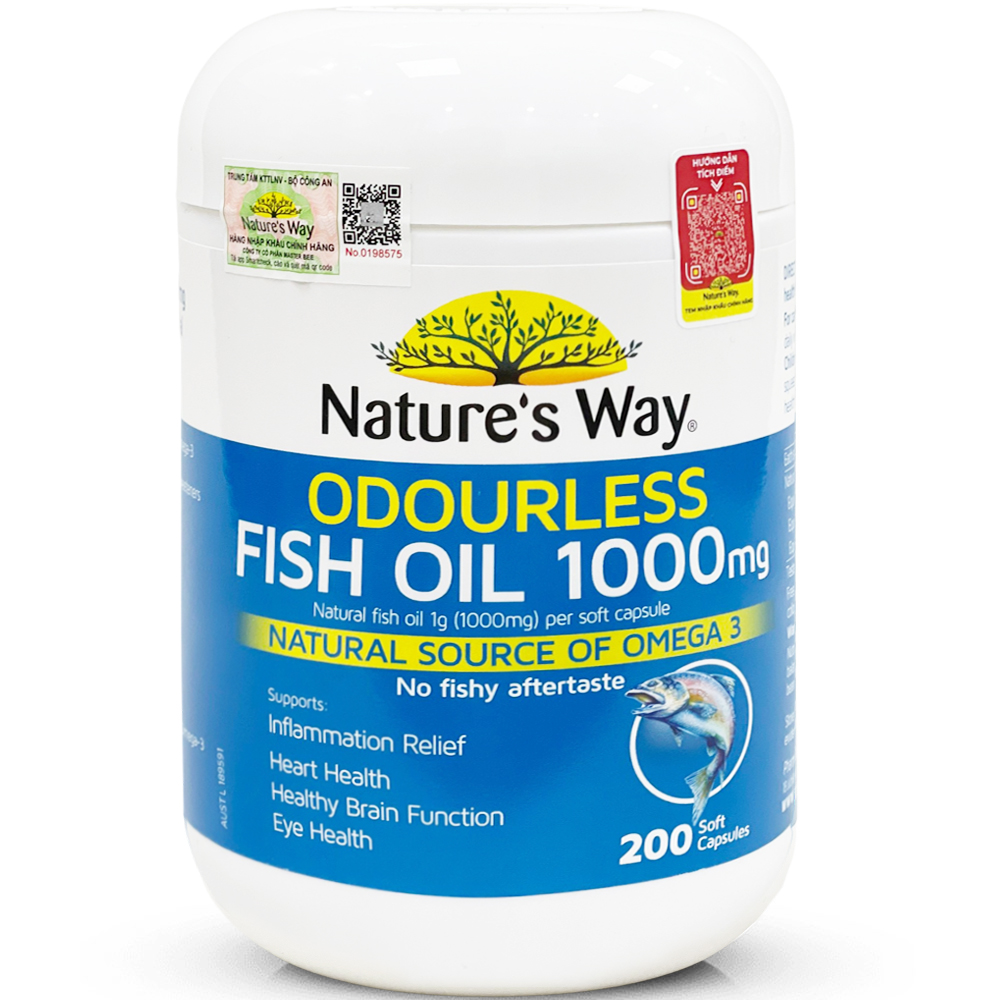 Thực phẩm bảo vệ sức khỏe Nature’s Way Fish Oil 1000mg - Dầu cá thiên nhiên không mùi