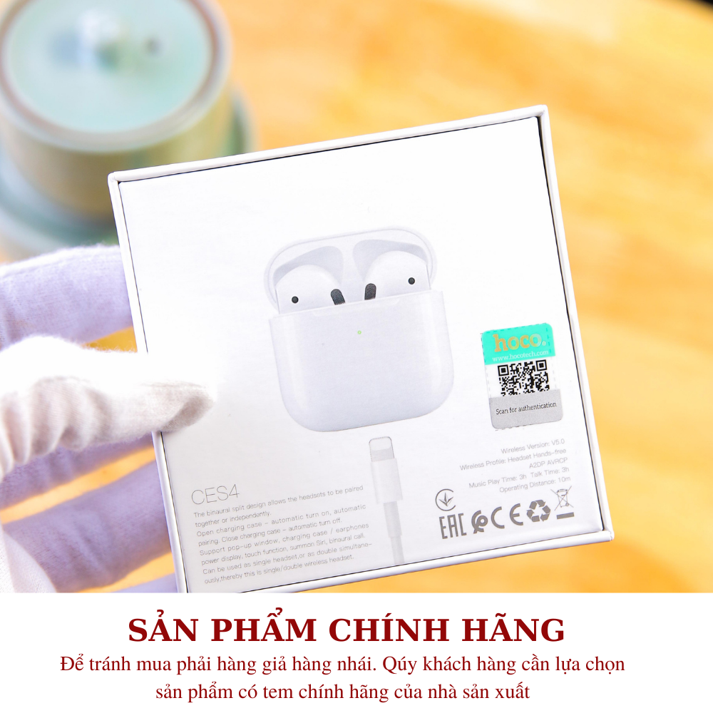 Tai Nghe Không Dây Bluetooth HOCO TWS CES4 - Cảm Ứng, Định Vị Thông Minh, Hiện Đại – Thời Gian Sử Dụng Tới 4h Liên Tục - Hàng Nhập Khẩu - TAI000S4W