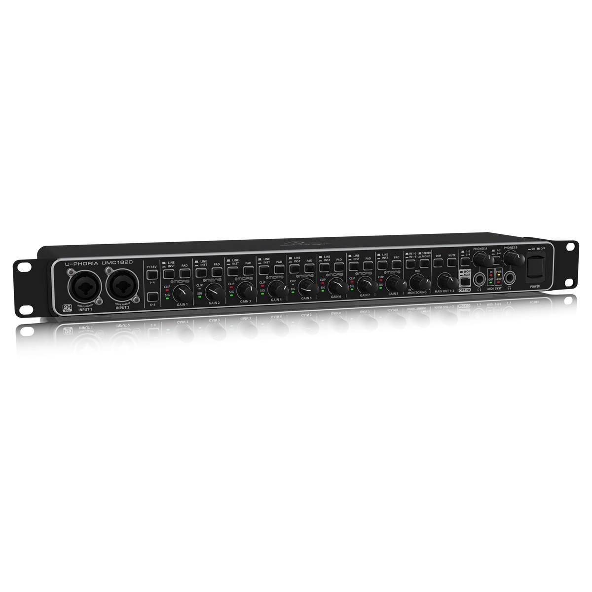 Sound Card Thu Âm USB Behringer U-Phoria UMC1820 - 18 In, 20 Out, 24-Bit/96 kHz- Hàng Chính Hãng