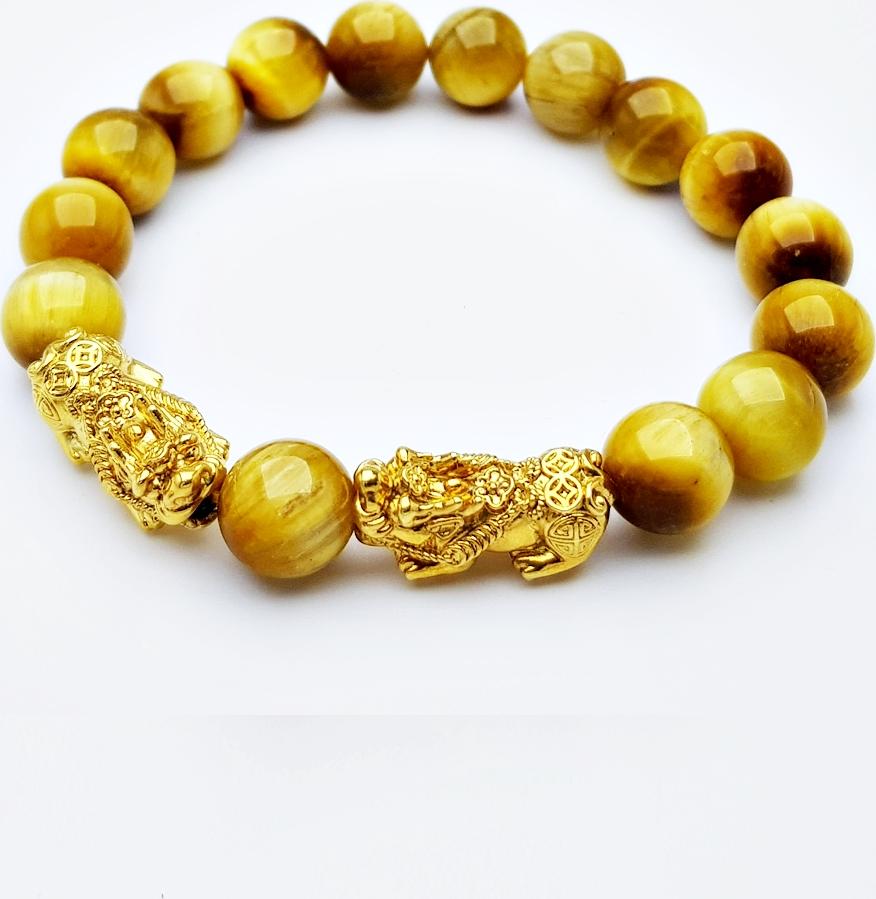 Vòng Tay Tỳ Hưu Đá Opal Mắt Hổ Vàng Tự Nhiên 10mm