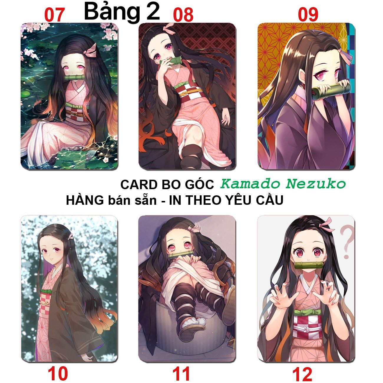 Card in hình Kamado Neruko 6 ảnh khác nhau/ Thẻ card kamado Nezuko kimetsu no yaiba