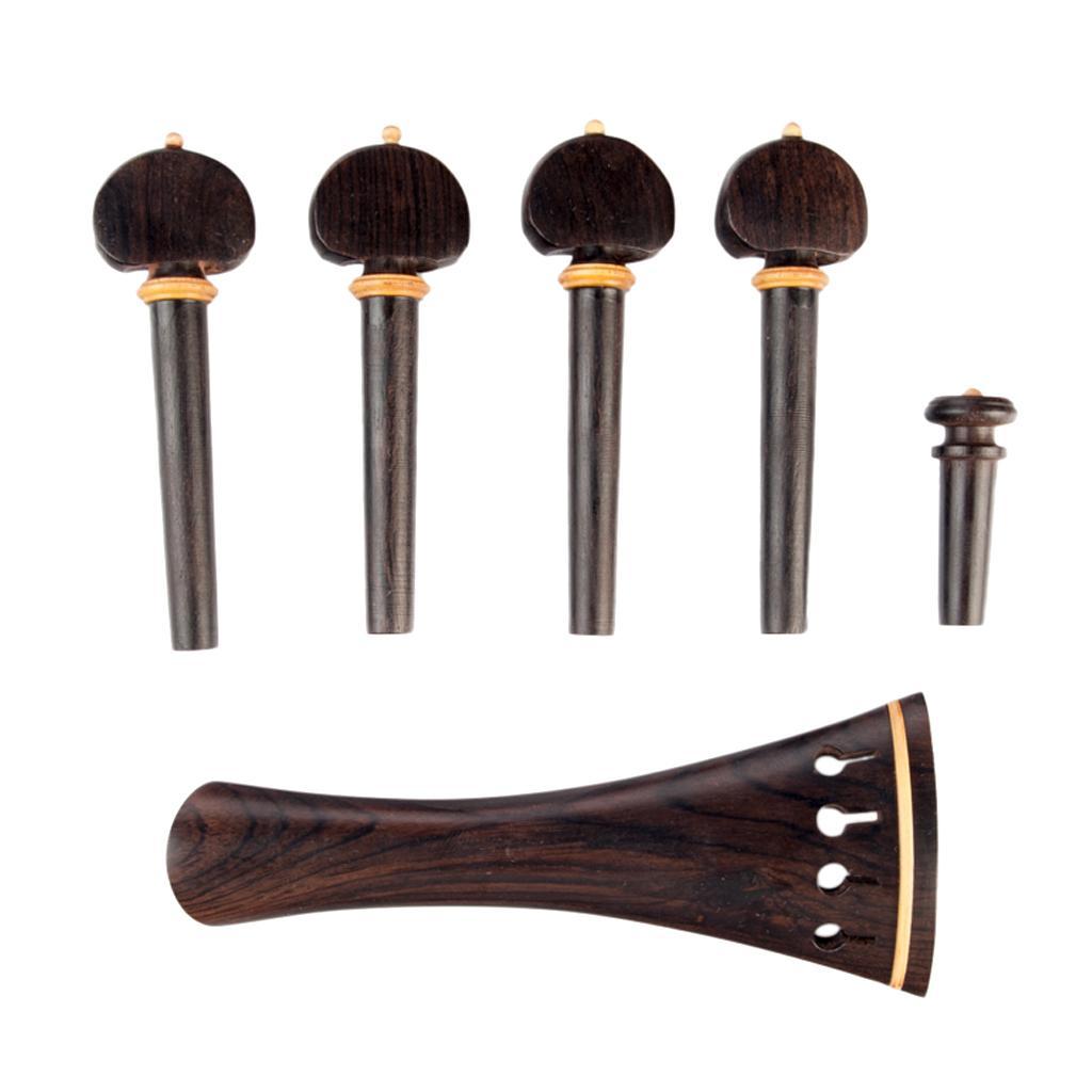 1 Set Ebony 4/4 Violin Parts with Tailpiece Tuner Tuning Peg