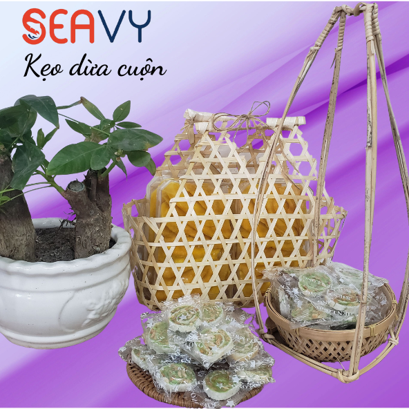 Đặc Sản Nha Trang - Kẹo Dừa Lá Dứa Cuộn Hộp Seavy 200G