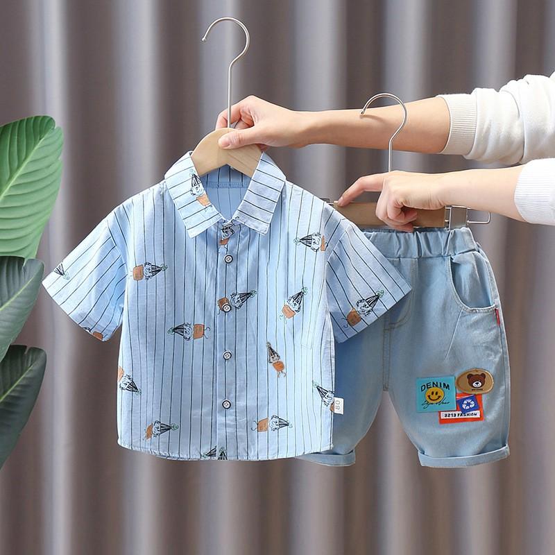 BSN3 Size 80-120 (6-21kg) bộ Áo sơ mi chất đẹp + Quần Jean cho bé HÀNG QUẢNG CHÂU
