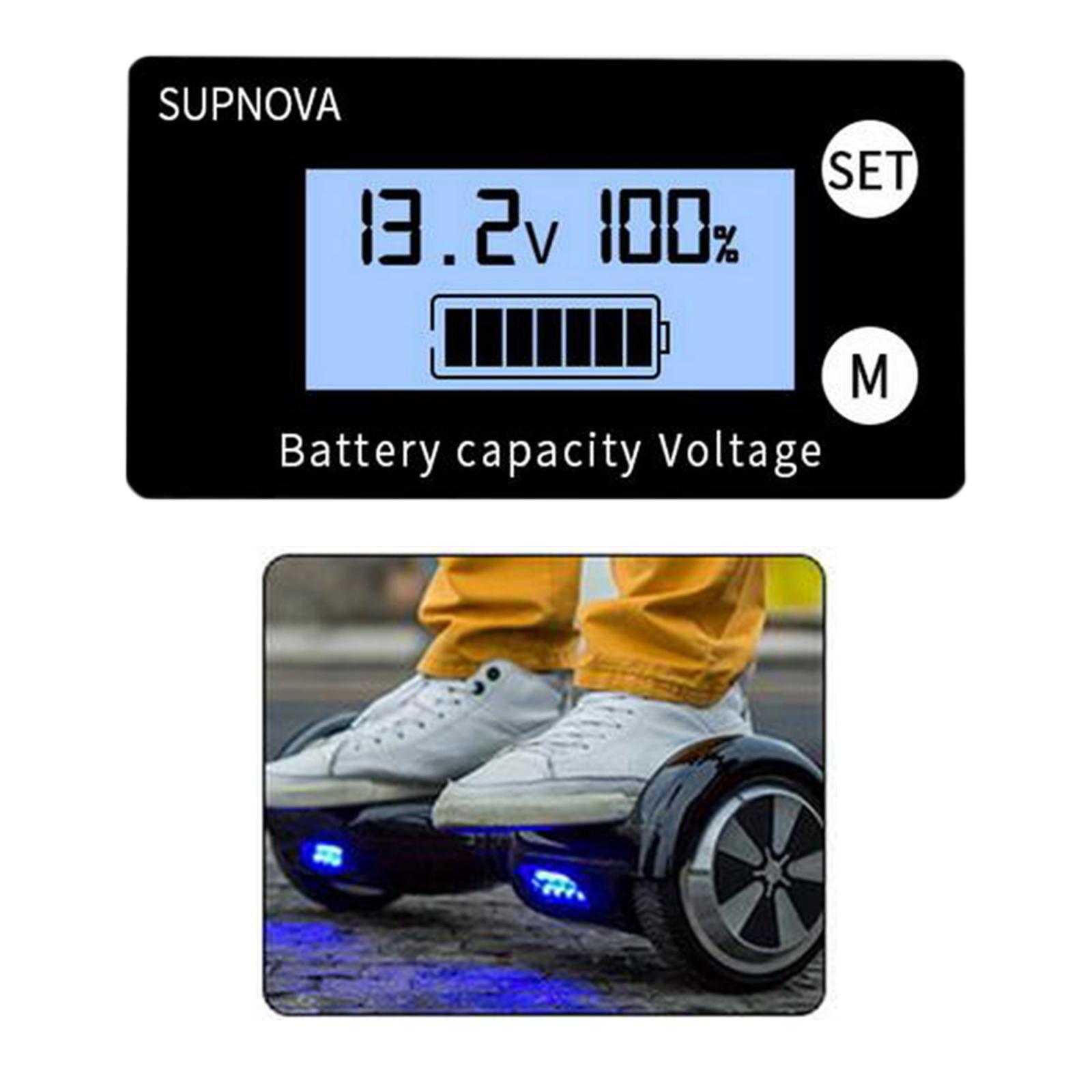LCD Battery Capacity Monitor Gauge Meter,DC 8V-100V Lead Battery Status Indicator,Lithium Battery Capacity Tester Voltage Meter Monitor