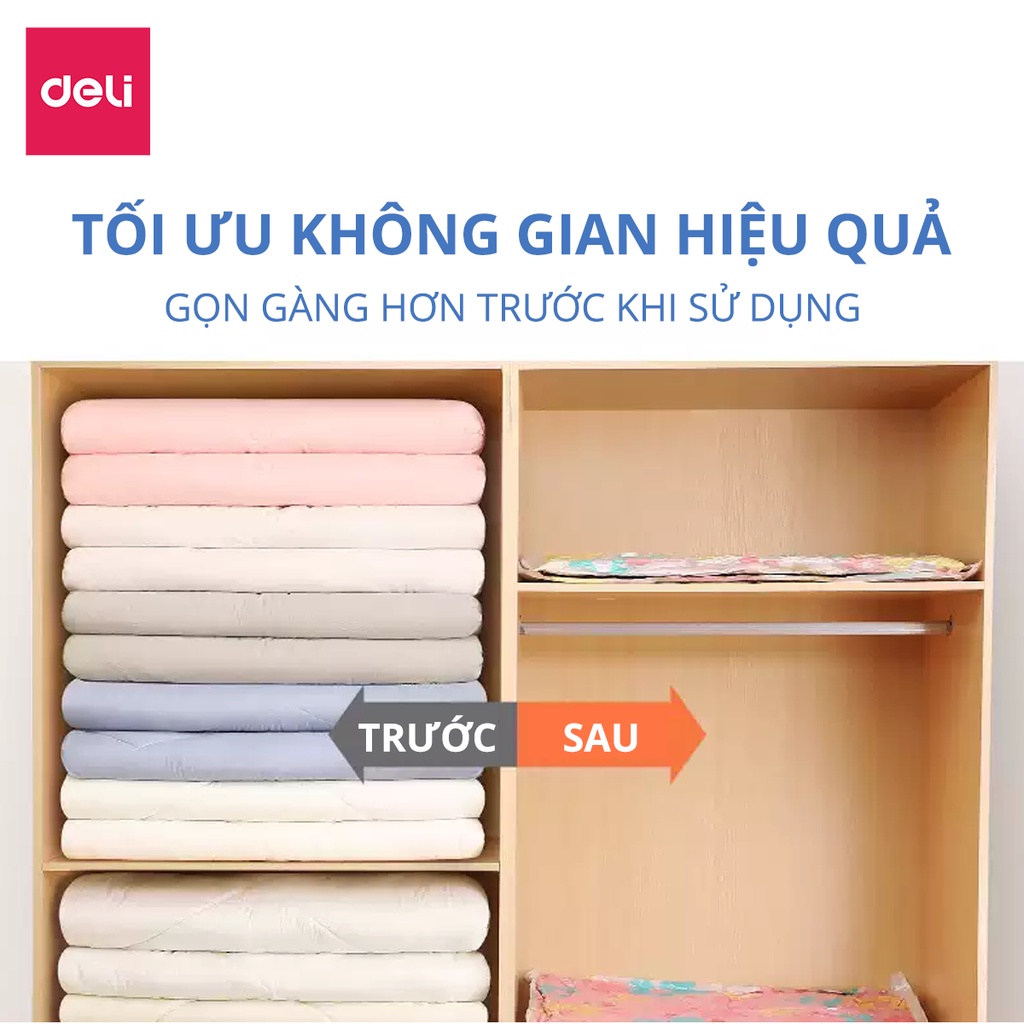 Túi Hút Chân Không Đựng Quần Áo, Chăn Ga Gối, Thú Bông Deli - Loại Dày Cao Cấp, Nhiều Hoạ Tiết, Bảo Vệ Quần Áo, Chăn Ga Khỏi Ẩm, Nấm Mốc, Chống Nước Tuyệt Đối