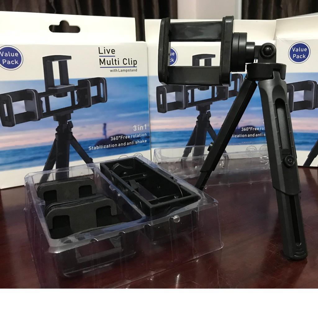 Gậy Tripod Mini MT01 Thế Hệ Mới, 3 Kẹp Điện Thoại