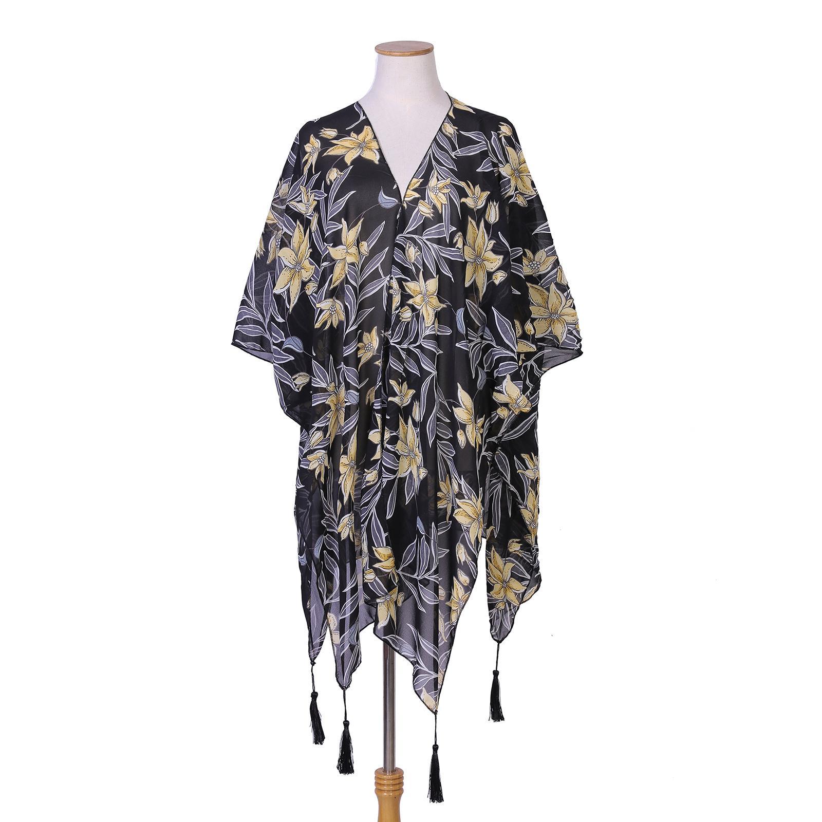 Lady Floral Jacket Loose Sun Protection Cardigan Beach Cover Up