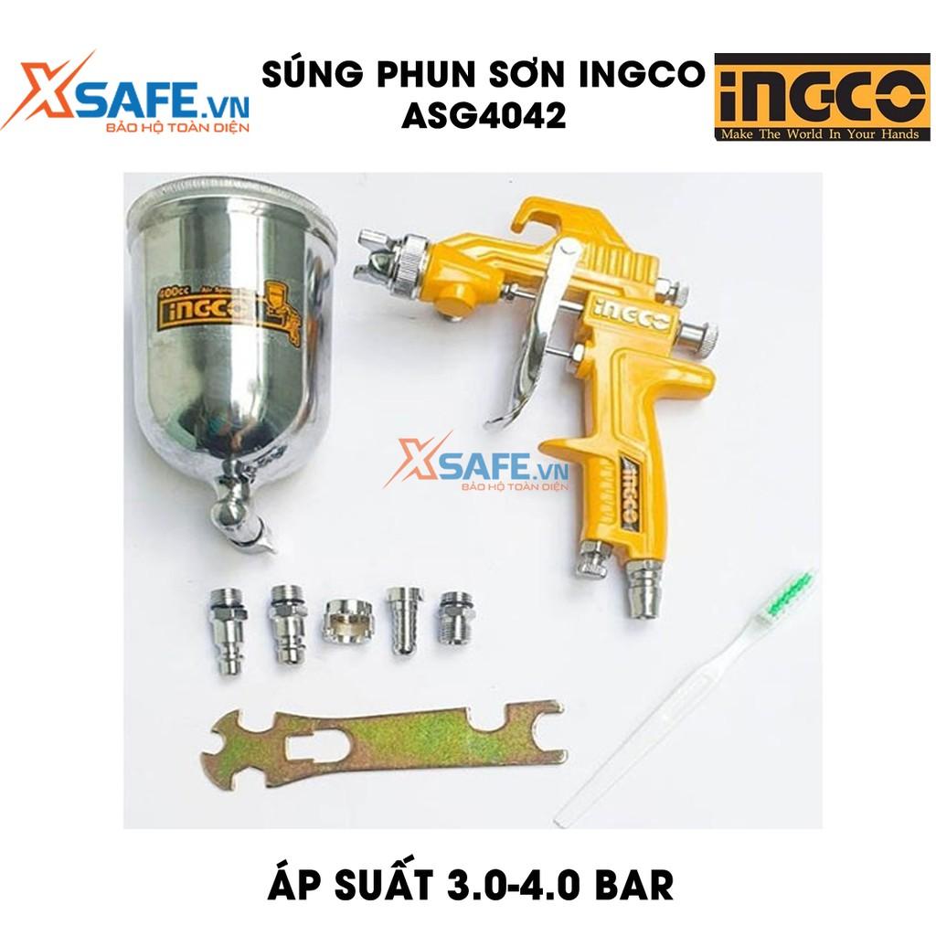 Máy phun sơn INGCO ASG4042 - dụng cụ phun sơn đầu phun tiêu chuẩn 1.5mm, áp suất 3.0-4.0 bar, thể tích bình nhôm 400cc [XSAFE]