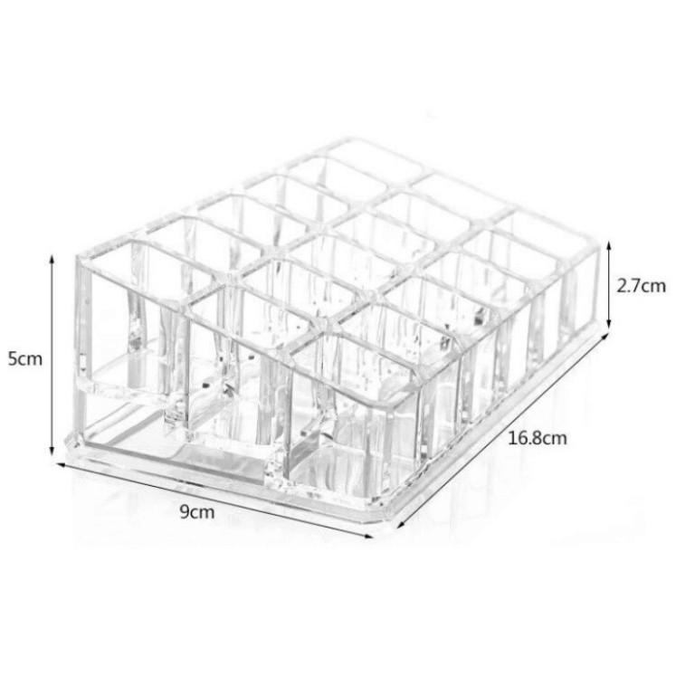 Khay Đựng Son, Khay Để Son, Đồ Trang Điểm Để Bàn 24 Ô Nhựa Trong Suốt Siêu Đẹp, Siêu Tiện Dụng