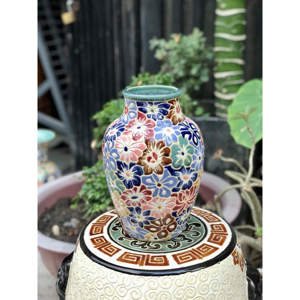 Bình Bách Hoa Gốm Sứ Nam Bộ 27cm