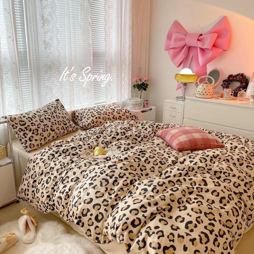 Bộ Chăn Ga Gối Cotton 100% - Da Báo Nâu