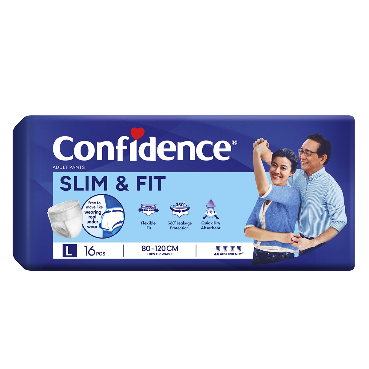 Tã quần Người Lớn Confidence Slim & Fit size L16 (16 miếng)