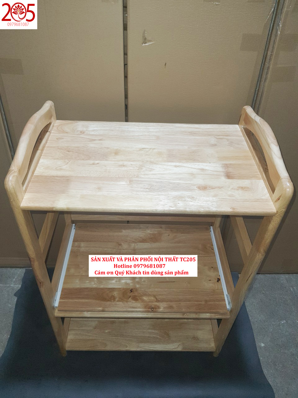 Kệ vi sóng 3 tầng gỗ cao su 100% - 205 TC