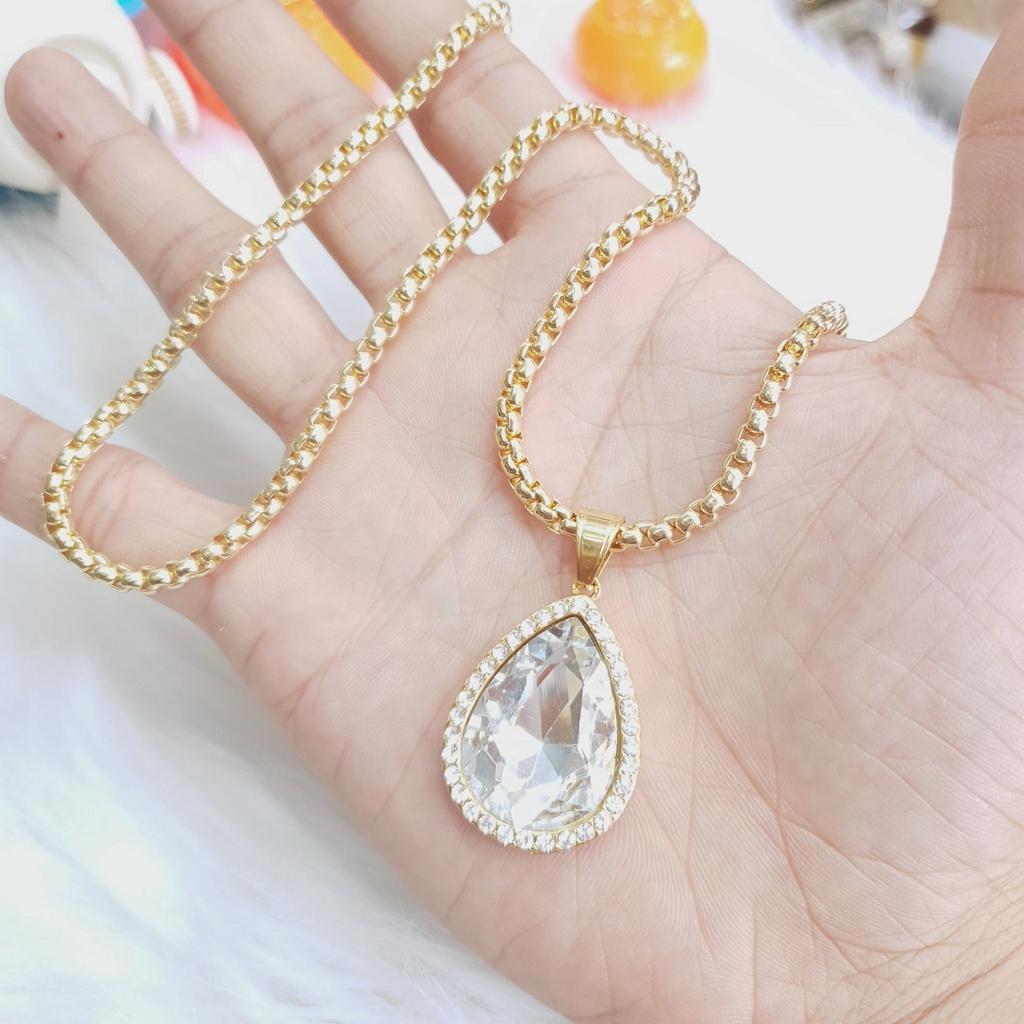 Dây Chuyền Ống Vuông Tượng Ngọc Lớn Titanium Cao Cấp-Dùng lâu dài tắm rửa thoải mái không đen