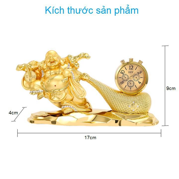 Tượng Phật Di Lặc kéo bao tiền vàng trang trí nhà cửa, taplo ô tô phong thủy - 2 loại: đồng hồ và viên ngọc đỏ