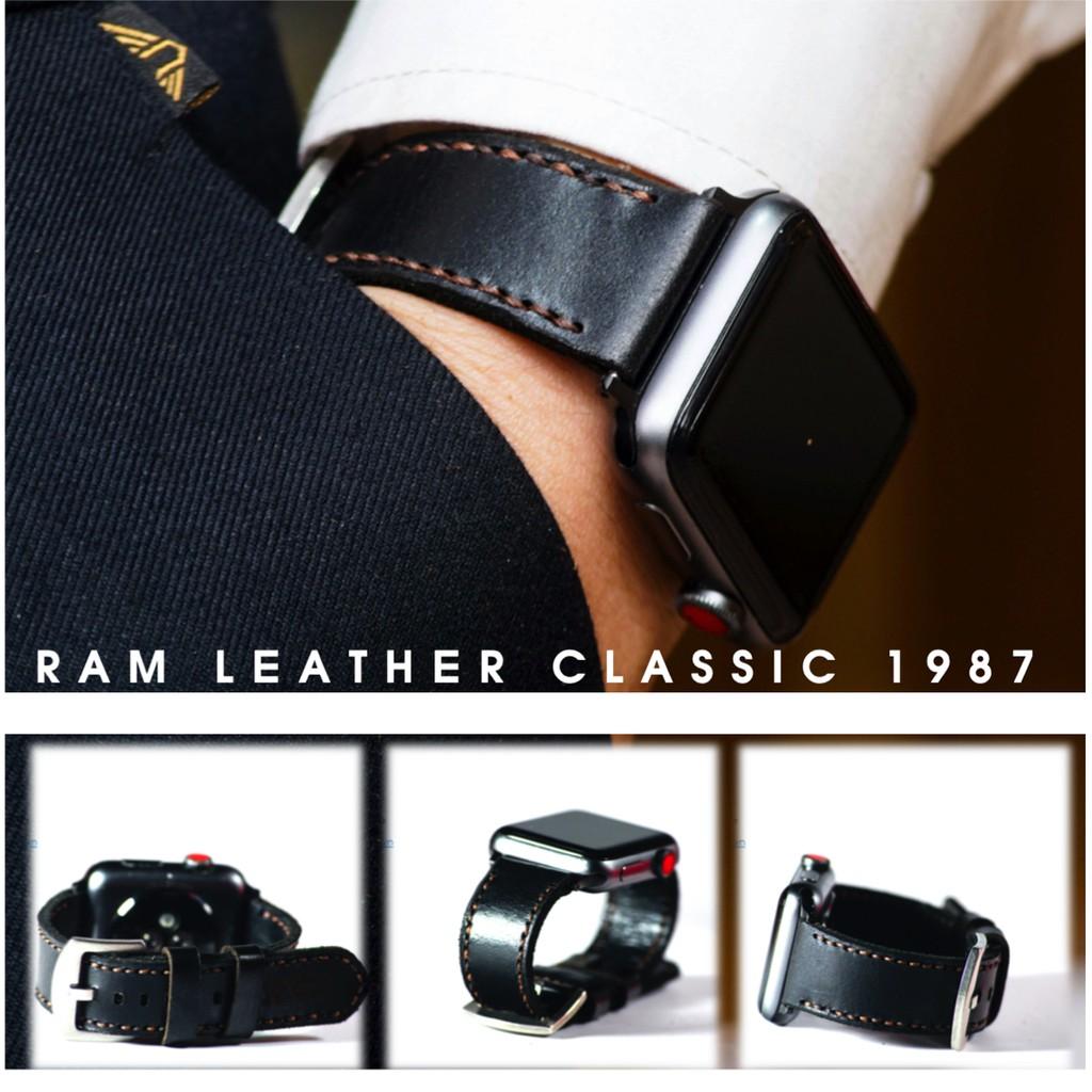 Dây đồng hồ RAM Leather cho apple watch da bò đen - RAM classic black (tặng khóa, chốt, cây thay dây)