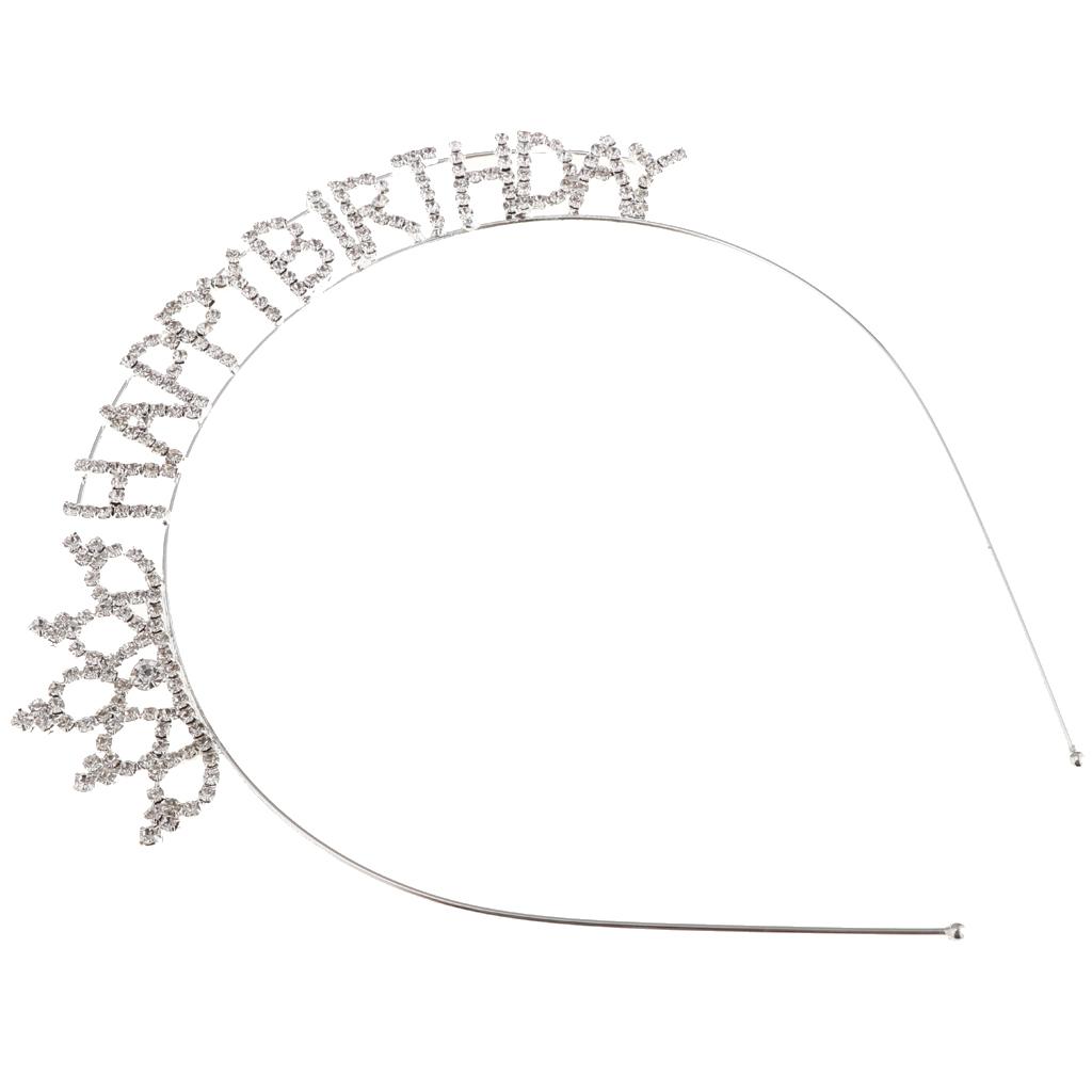 Happy Birthday Tiara Crystal Rhinestone Crown Hair Jewelry Accessories