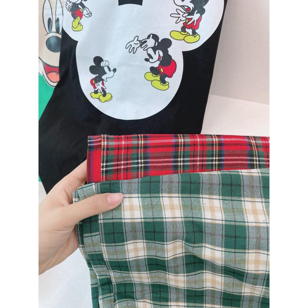 Set bộ nữ áo mickey + quần suông kẻ caro bigsize dễ thương cute (Ảnh Thật)