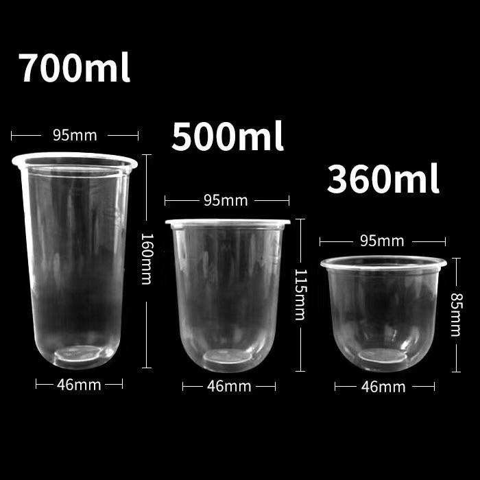 Cốc nhựa đáy bầu 500ml – Ly nhựa chữ U 500ml có thể dập màng làm nắp
