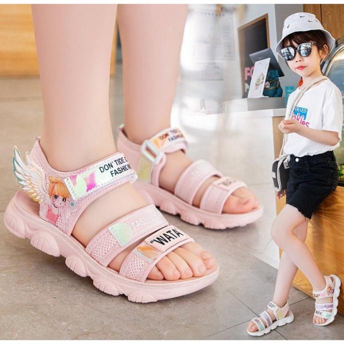 Cho Bé Sandal cho bé gái - giày đi học bé gái ( Mẫu mới nhất in hình công chúa ) HQS59