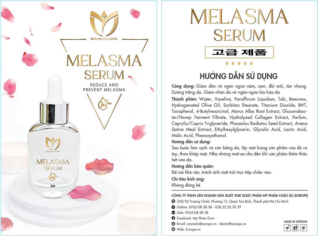 TINH CHẤT HUYẾT THANH NGỪA NÁM EUROPE COSMETIC - MELASMA SERUM