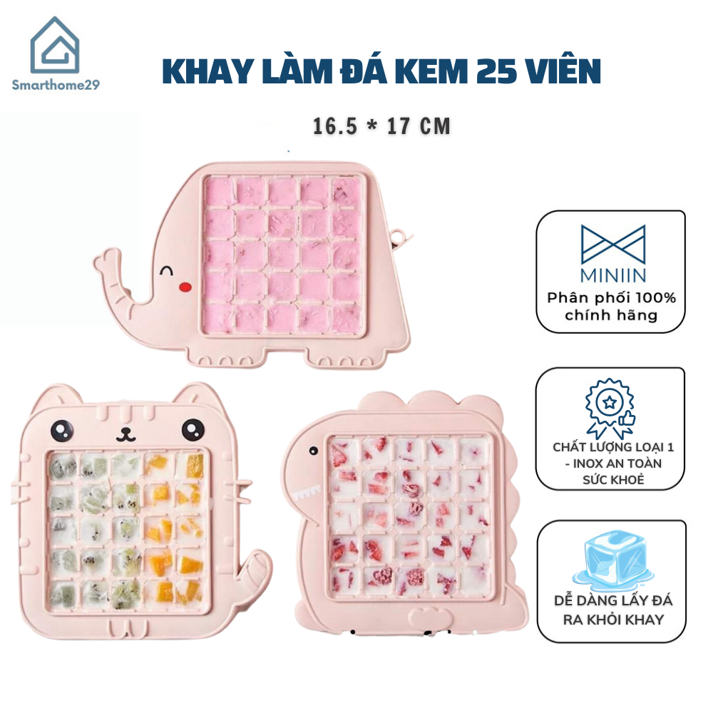 Khay Làm Đá Làm Thạch Rau Câu Silicone 25 Viên Khuôn Làm Kem Hoạt Hình Siêu Cute Đồ Dùng Nhà Bếp - Hàng Chính Hãng MINIIN