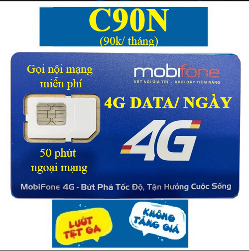 Sim 4G Mobifone C90N Tặng 4GB / Ngày Và 1000 Phút Nội Mạng - Hàng Chính Hãng - Giao Mẫu Ngẫu Nhiên