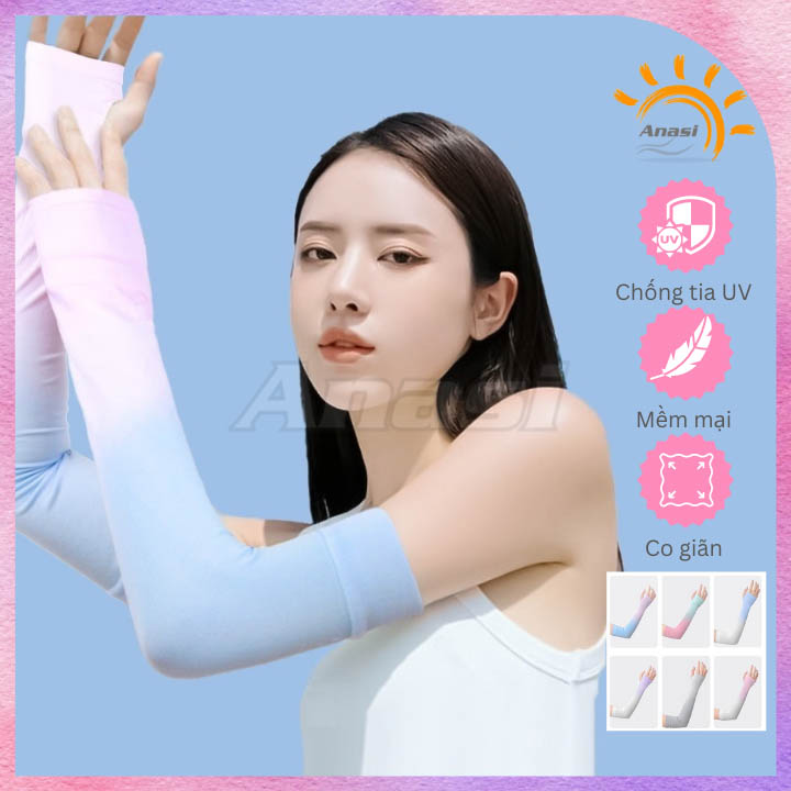 Găng tay chống nắng Anasi Ombre xỏ ngón cho nữ OB34 - Anasi Ombre Sun Protection Sleeves