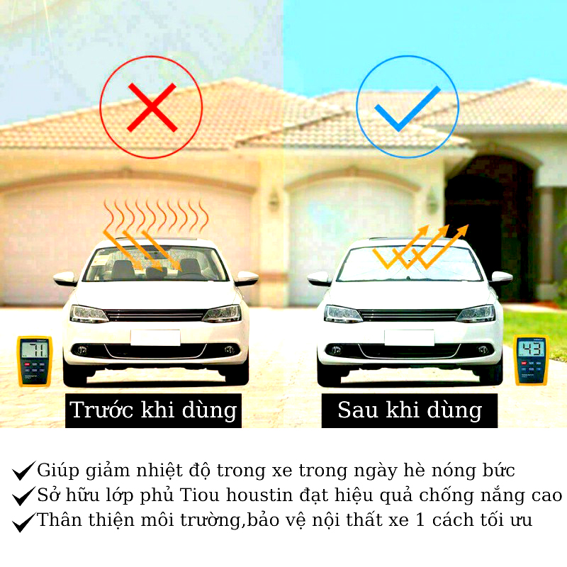 2 trong 1, ô che kính lái ô tô kiêm cho người lái tiện dụng