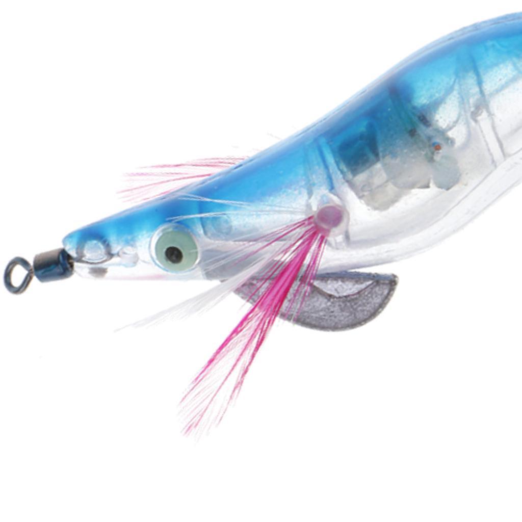 Glow In Dark Squid Jigs Hooks Blue Shrimp Fishing Lures With Luminous Hook