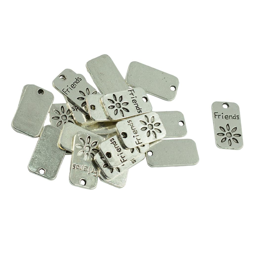 20 Pieces Alloy Rectangle Flower Pendants Charms Findings for DIY Jewelry Making