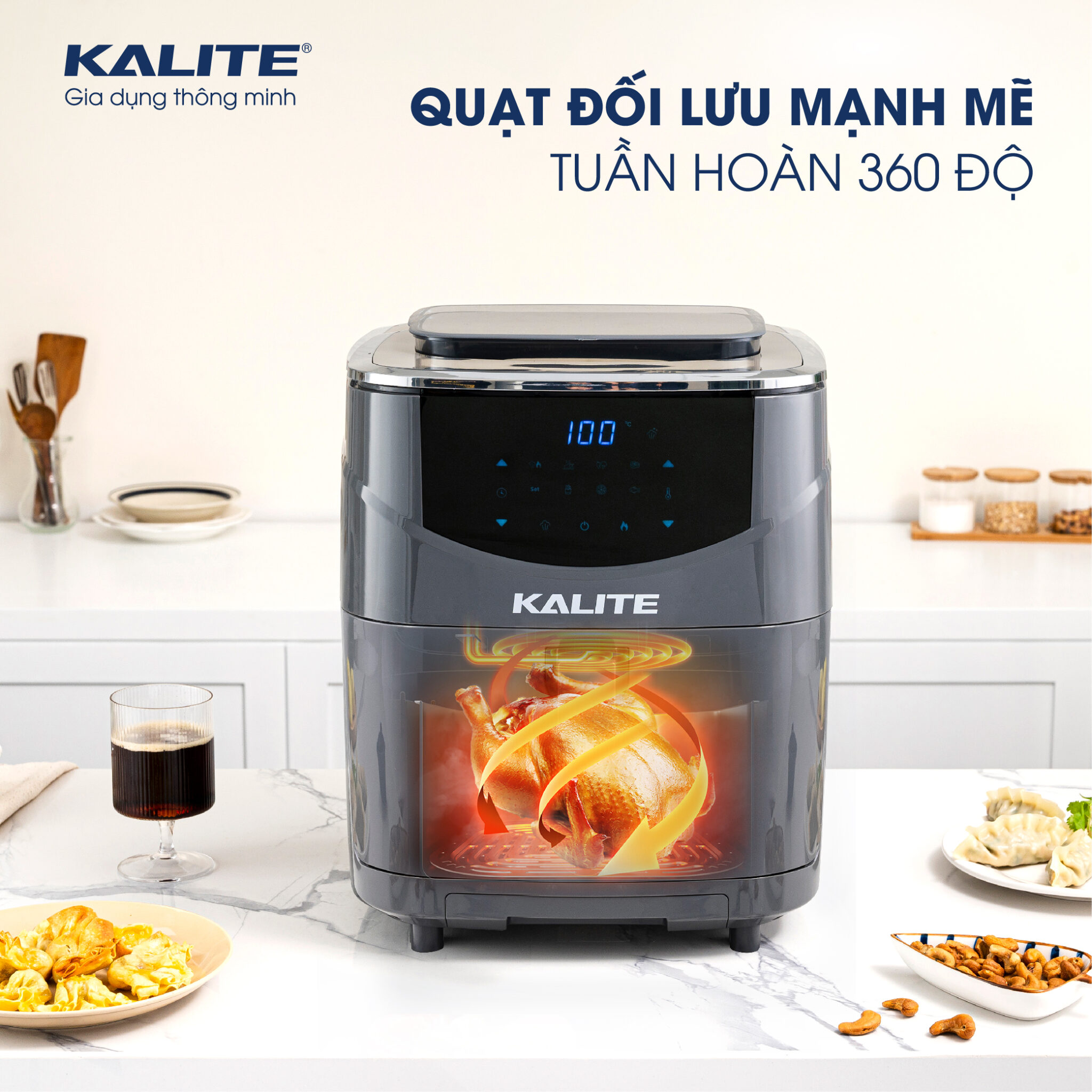 Nồi Chiên Hơi Nước Kalite Steam 7 (Chức Năng Chiên, Hấp, Nướng 3 in 1 - Công Suất 1700W, Dung Tích 7L) - Hàng Chính Hãng