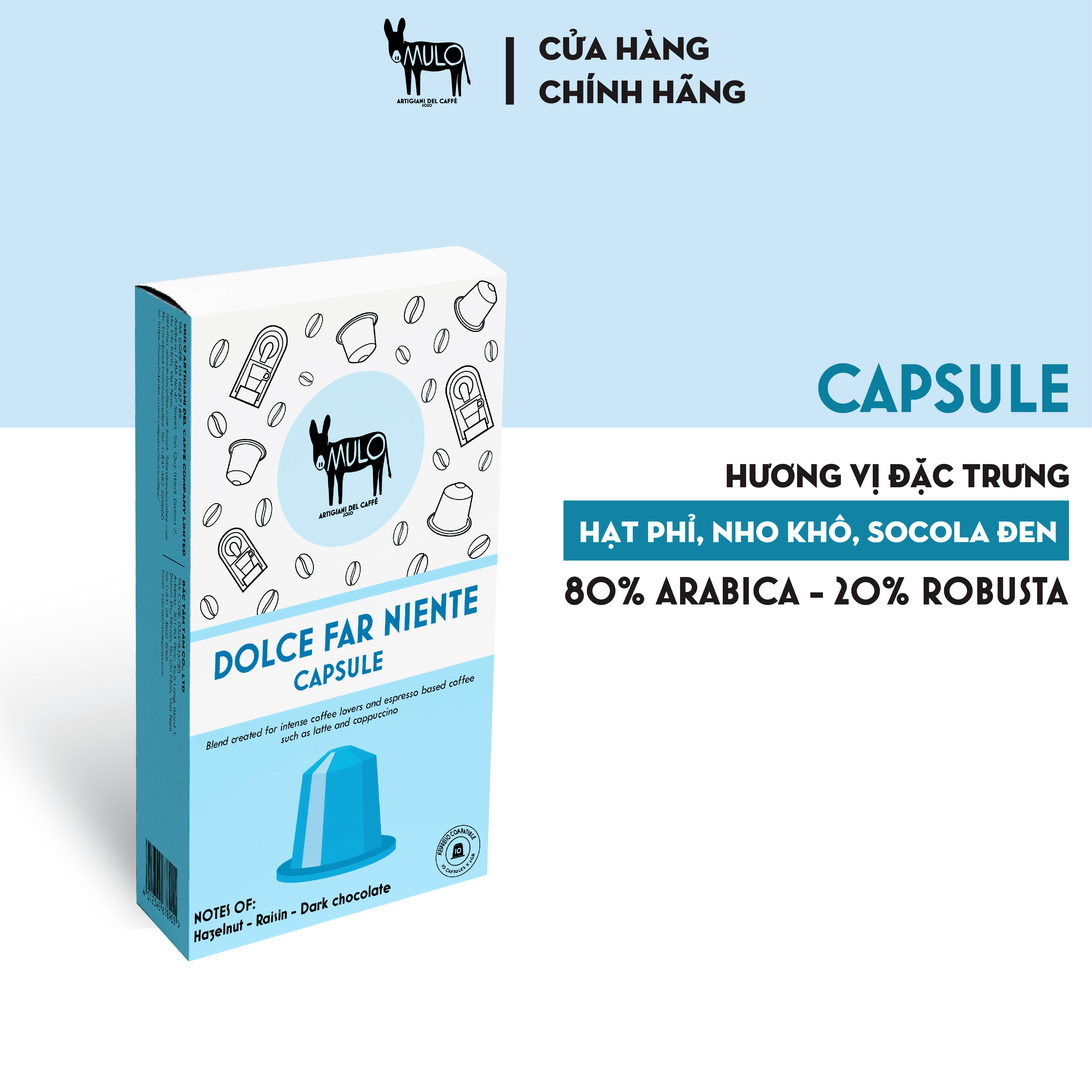 Cà phê viên nén Capsule Dolce Far Niente 10 viên/hộp HÀNG CHÍNH HÃNG