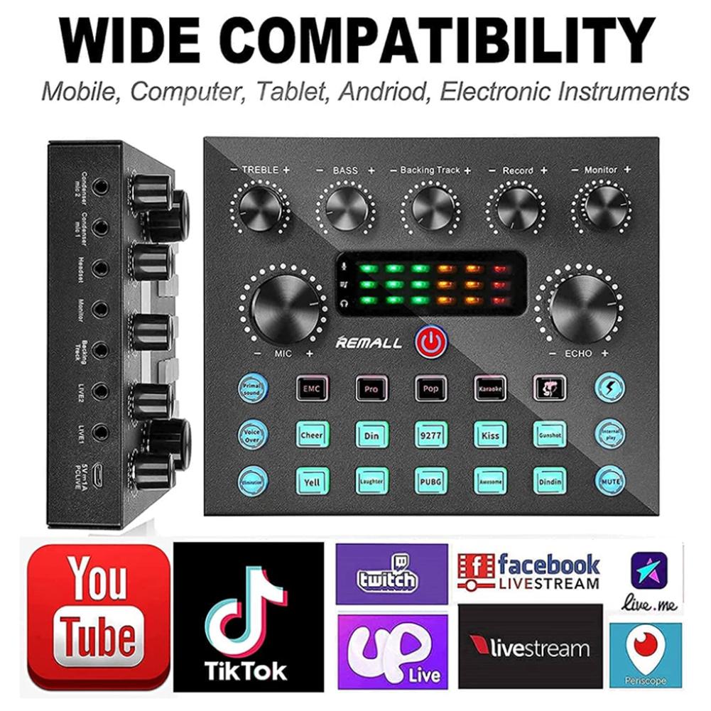 【COD】 V8s Live Sound  Card  Set For Mixer Streaming Bluetooth-compatible Sound Effects Mixer Board Music Recording Broadcast Tool