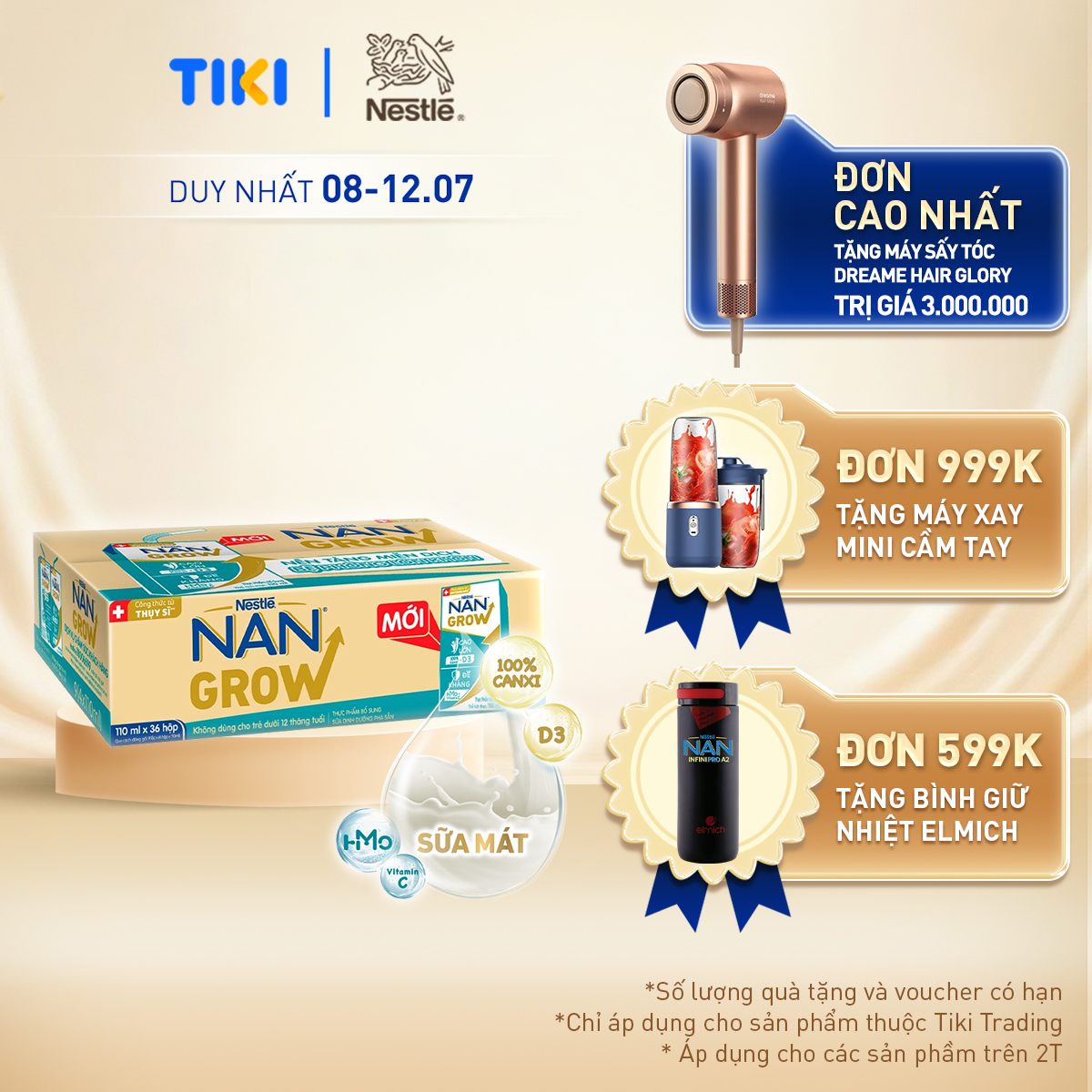 Thùng sữa bột pha sẵn Thực phẩm bổ sung Nestlé NANGROW 9(4x110ml) sữa mát công thức từ Thụy Sĩ với 100% Canxi giúp bé cao lớn vượt trội dành cho bé từ 1 tuổi