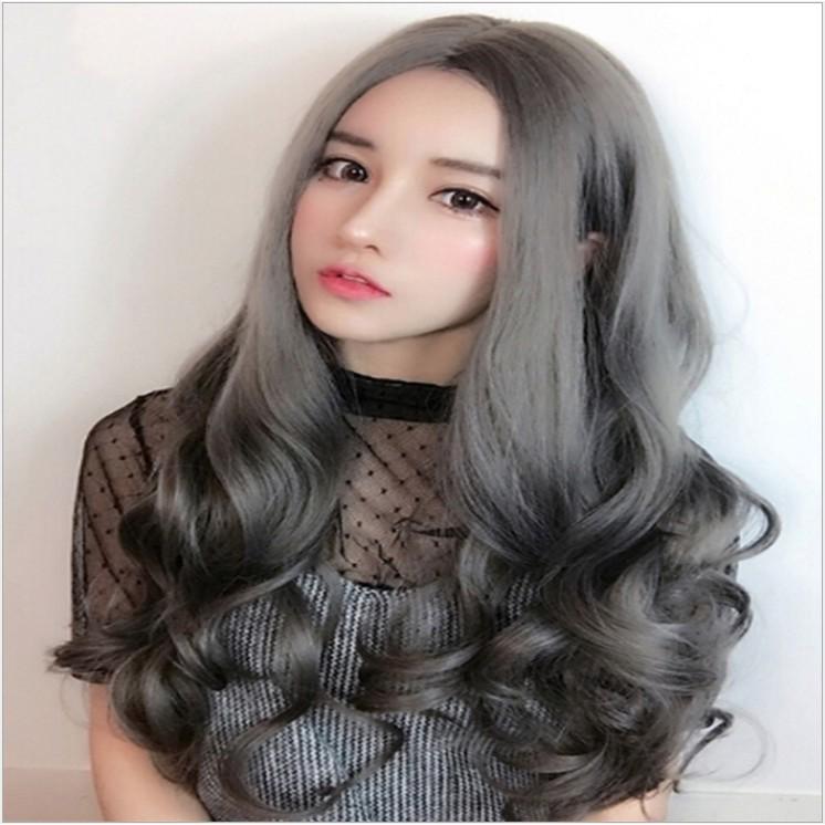 Tóc giả nữ cả đầu dài xoăn cao cấp có da đầu - TG873