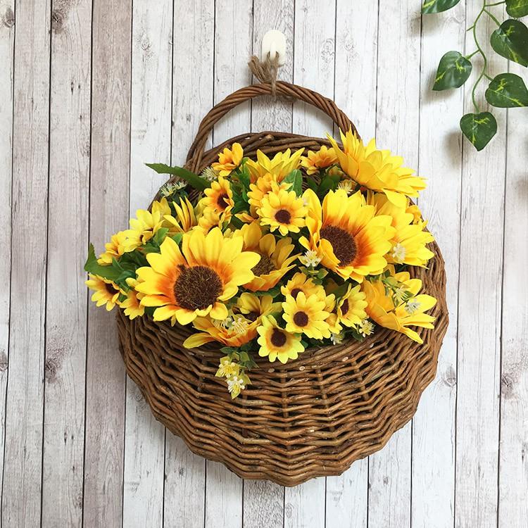 Giỏ hoa mây tre đan cắm sẵn nhiều mẫu trang trí tường phòng khách, shop thời trang, nhà hàng độc đáo
