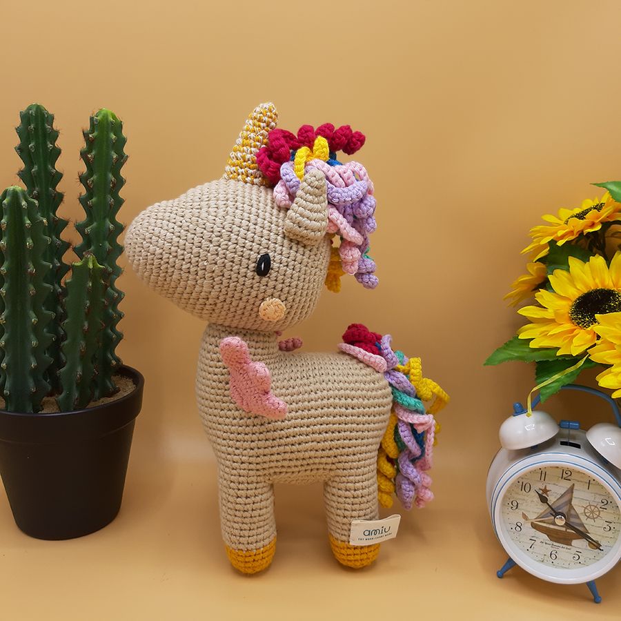 Gấu bông móc len Amigurumi cao cấp - Ngựa Unicorn, đồ chơi nhồi bông hình chú kỳ lân cho bé - SP000285