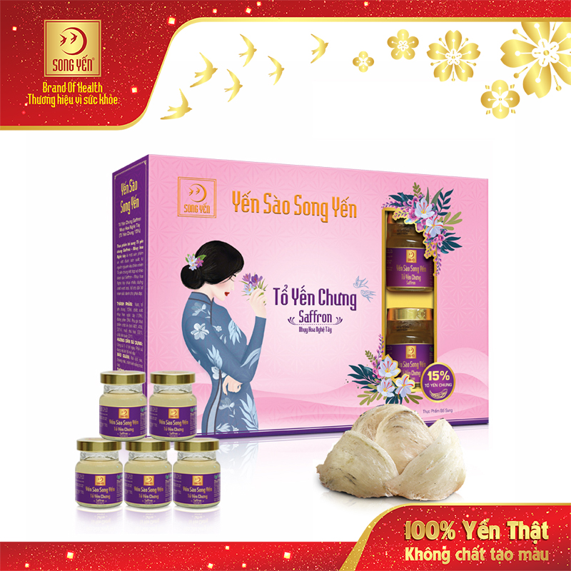 Tổ Yến Chưng Saffron Nhụy Hoa Nghệ Tây 15% Song Yến (Lốc 5 x 70ml)