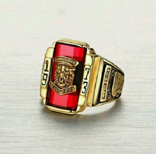 Nhẫn Mỹ Sư Tử 1973 Mạ Vàng 24k Đá Đỏ