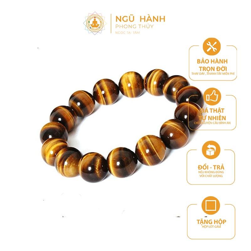 Vòng tay đá mắt hổ vàng nâu 10 mm may mắn phong thủy