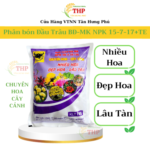 Phân bón Đầu Trâu BĐ-MK NPK 15-7-17+TE | Chuyên Hoa - Cây Cảnh | gói 1kg